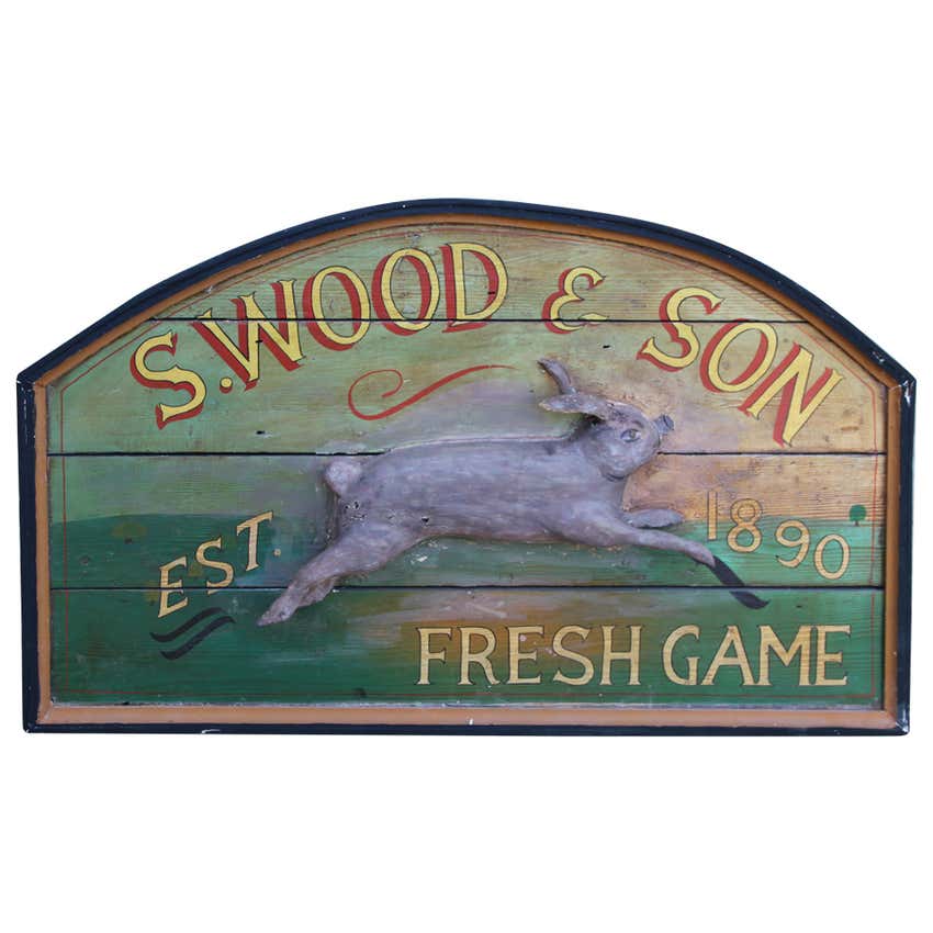 Primitive Wood Sign of Rabbit by S. Wood and Son at 1stDibs