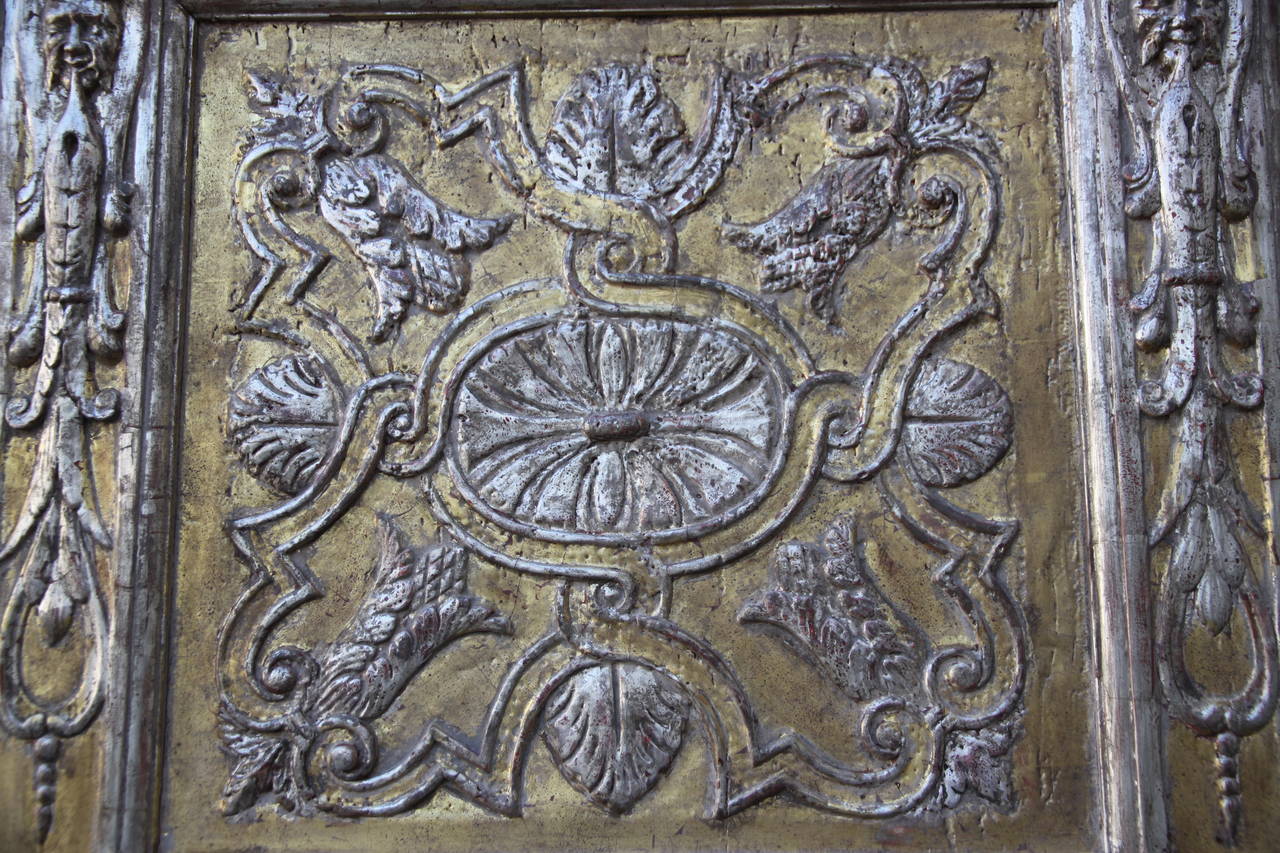 19th century intricately carved Italian silver and gold leaf panel.