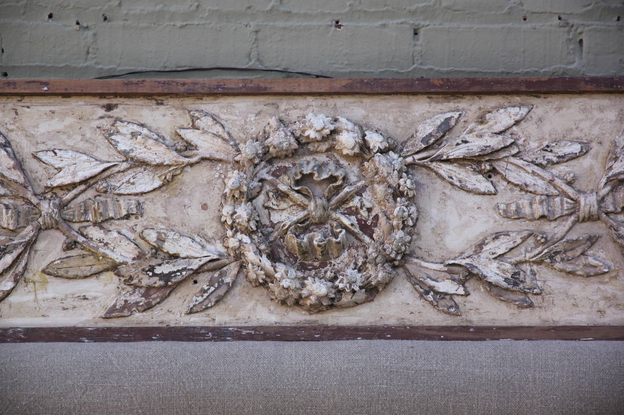 Custom French Carved Painted King-Size Headboard