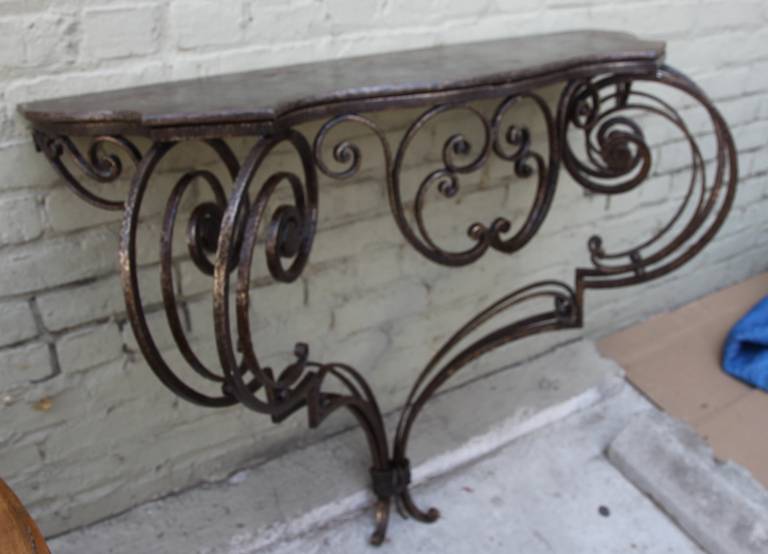 19th Century Wrought Iron Console with Iron Top 3