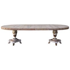 Italian Panted Double Pedestal Dining Table with Leaves