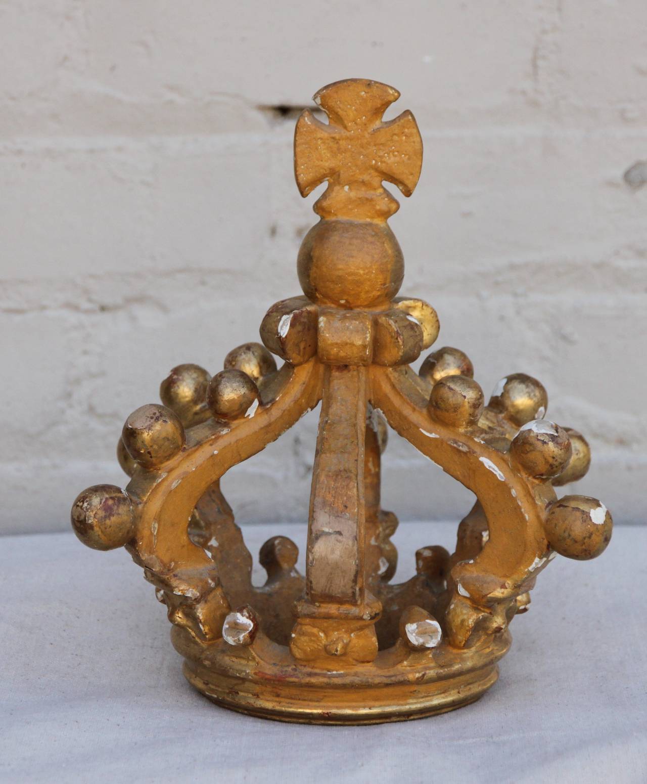 19th Century 19th C. Italian Gilt Wood Crown on Lucite Base