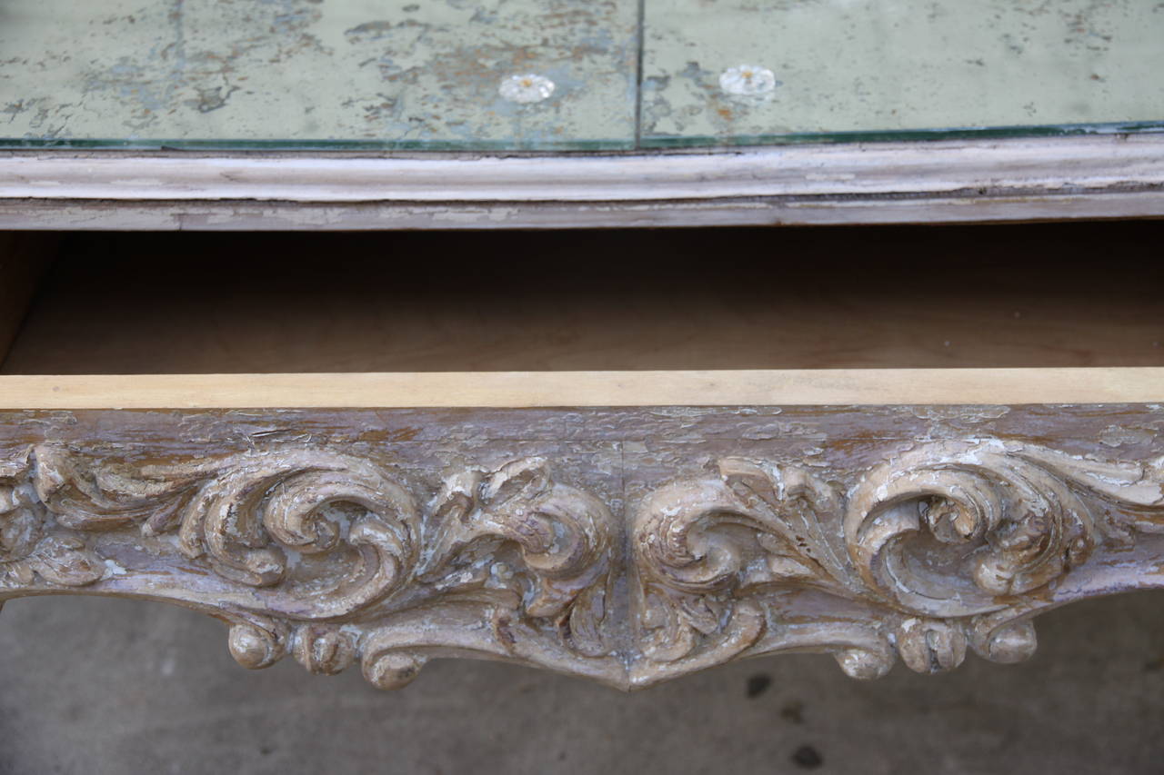 French Rococo Style Desk with Antiqued Mirrored Top 4