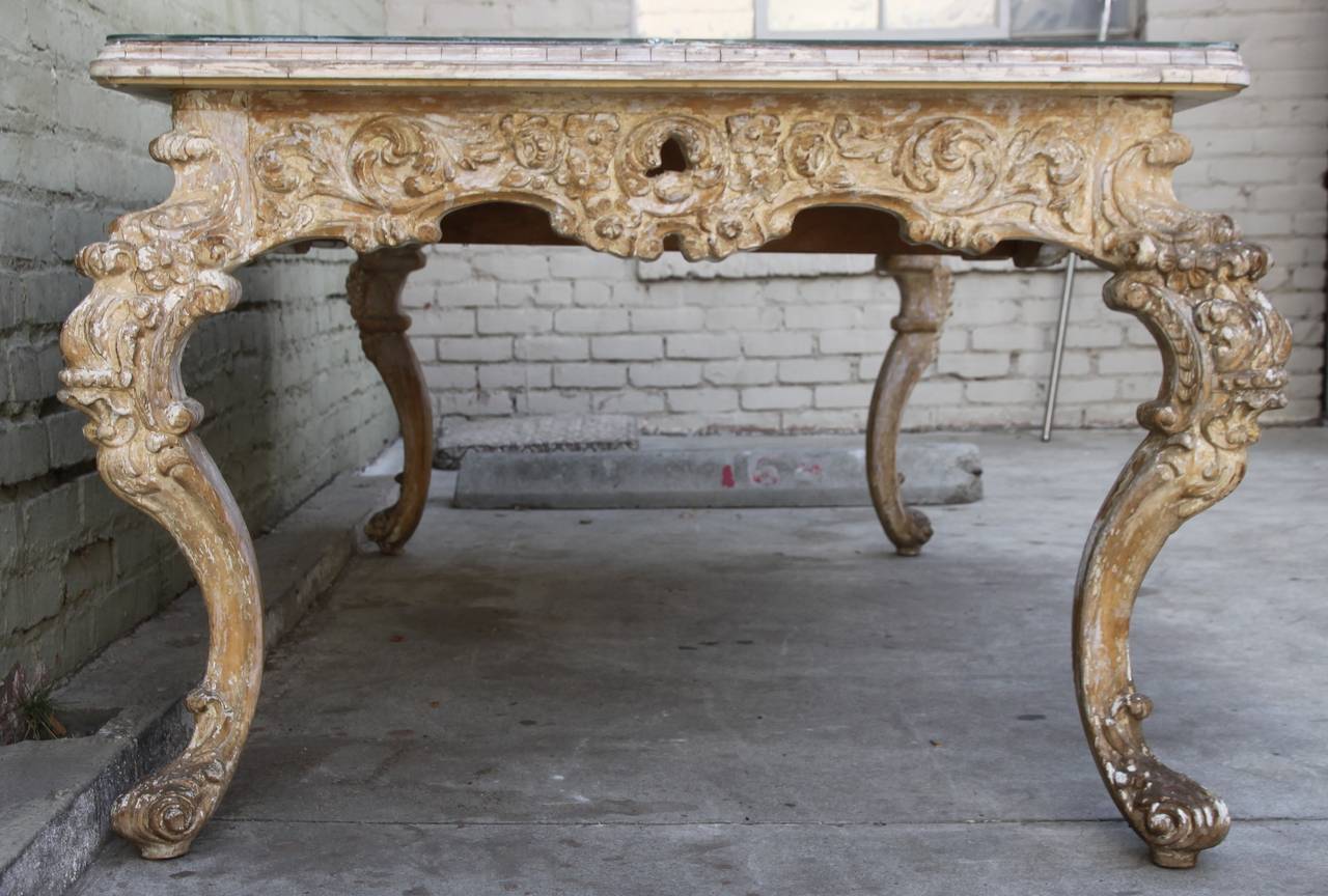 French Rococo Style Desk with Antiqued Mirrored Top 1