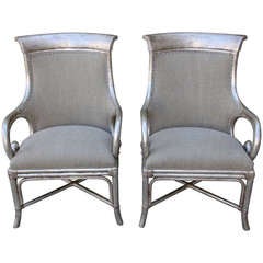Pair of Silver Gilt Bamboo Armchairs