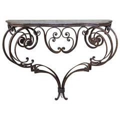 19th Century Wrought Iron Console with Iron Top 11