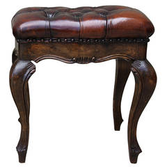 French Leather Tufted Benche