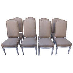 Set of (8) French Painted Dining Chairs