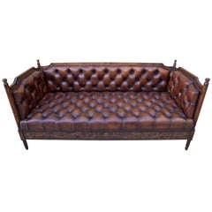 French Leather Tufted Daybed C. 1940's