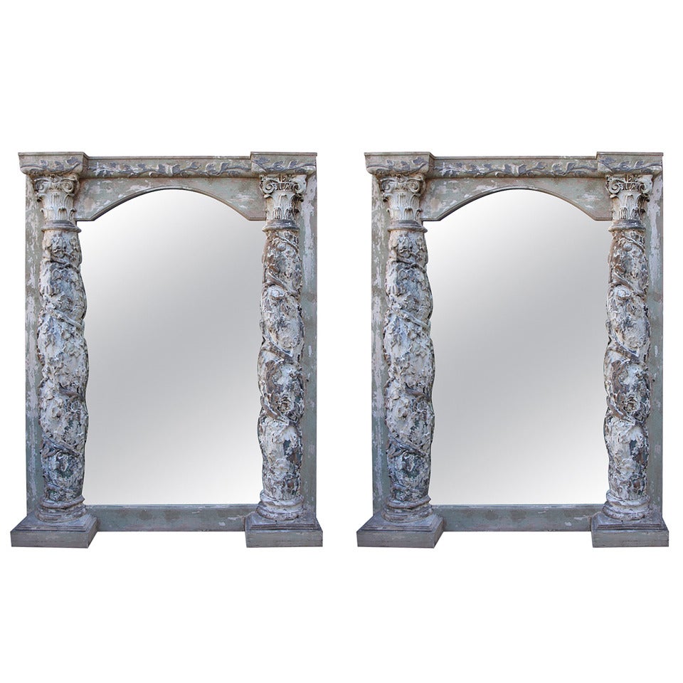 Pair of 19th Century Italian Column Mirrors