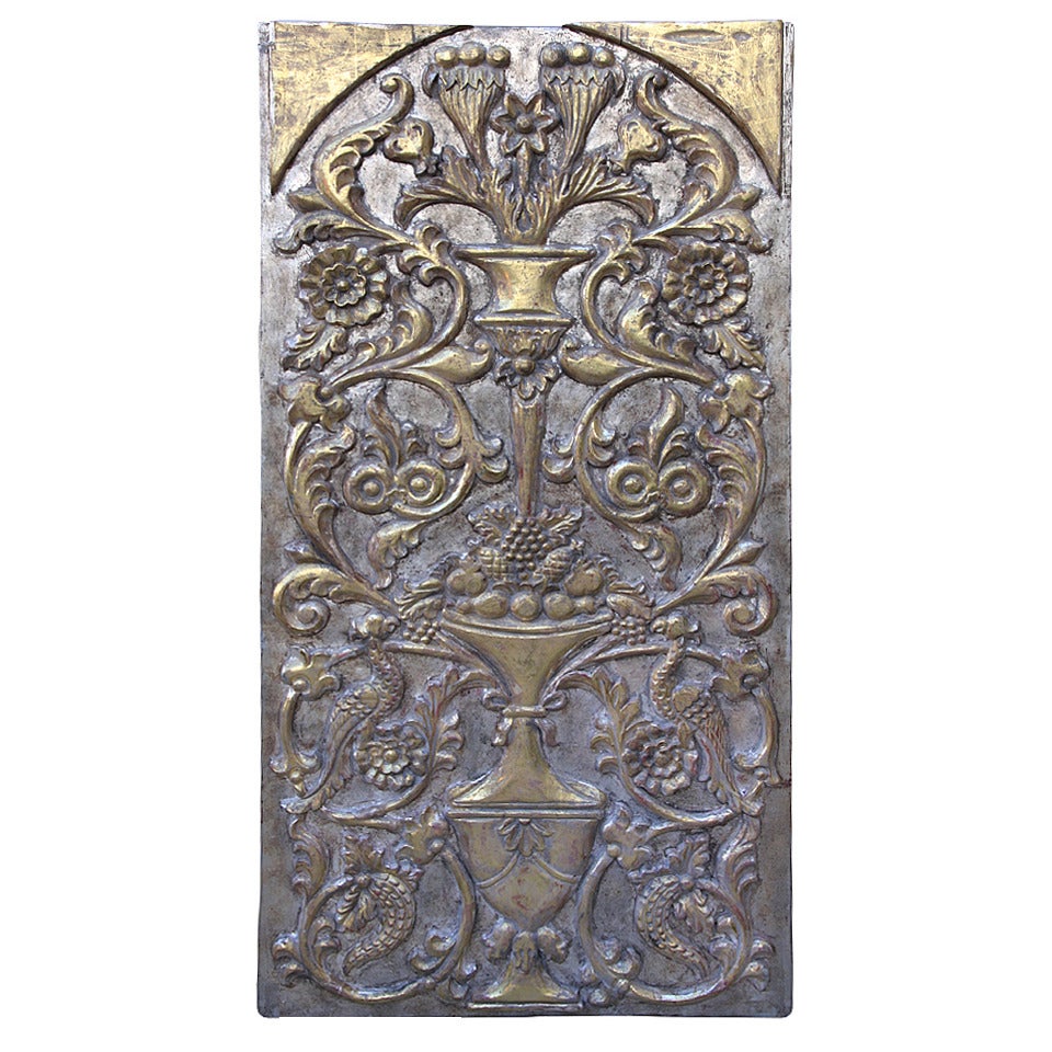 Silver & Gold Leaf Carved Panel, circa 1930s