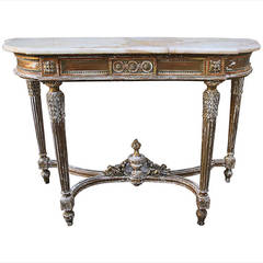 19th Century Louis XVI Style Giltwood Console with Onyx Top