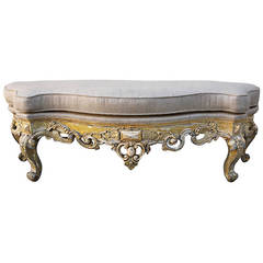 19th Century French Painted and Parcel Gilt Bench