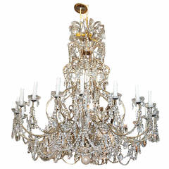 Monumental French Crystal Beaded Chandelier