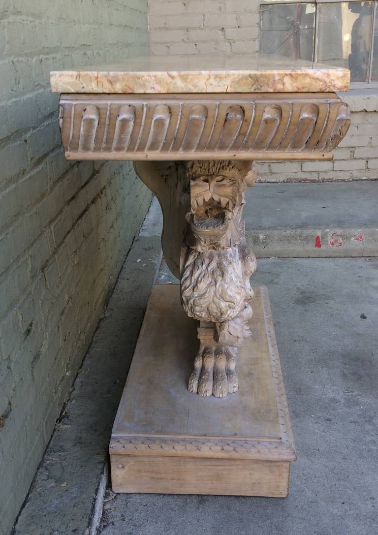 Italian Carved Wood Griffin Console with Marble Top 5