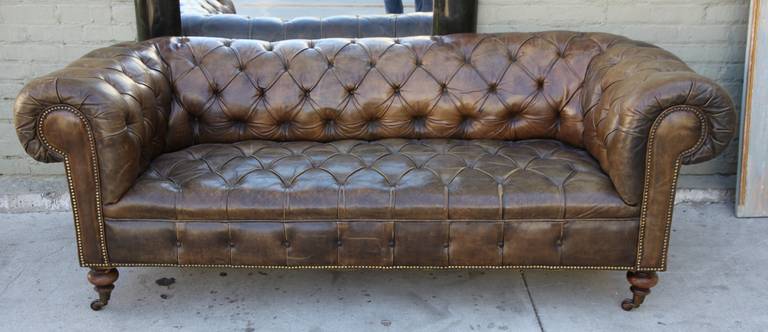 Leather Tufted Chesterfield Style Sofa