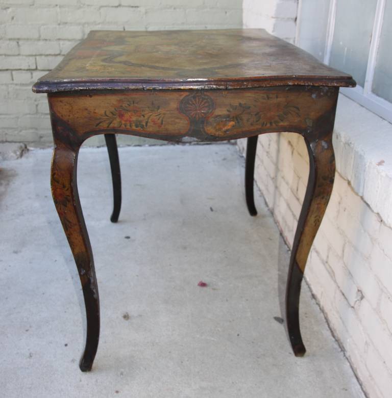 19th Century French Painted Table with Drawer 1