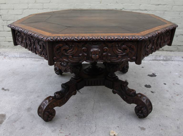 19th Century English Carved Cherub Table