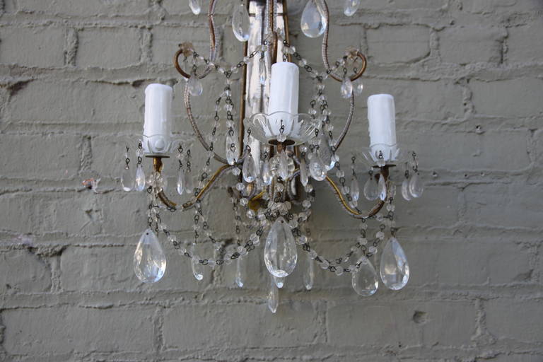 Pair of Italian Macaroni Beaded Sconces In Excellent Condition In Los Angeles, CA