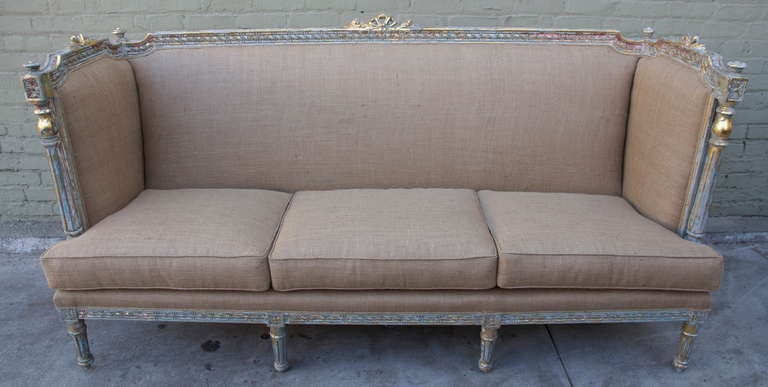 French Painted & Parcel Gilt Sofa, Circa 1920's