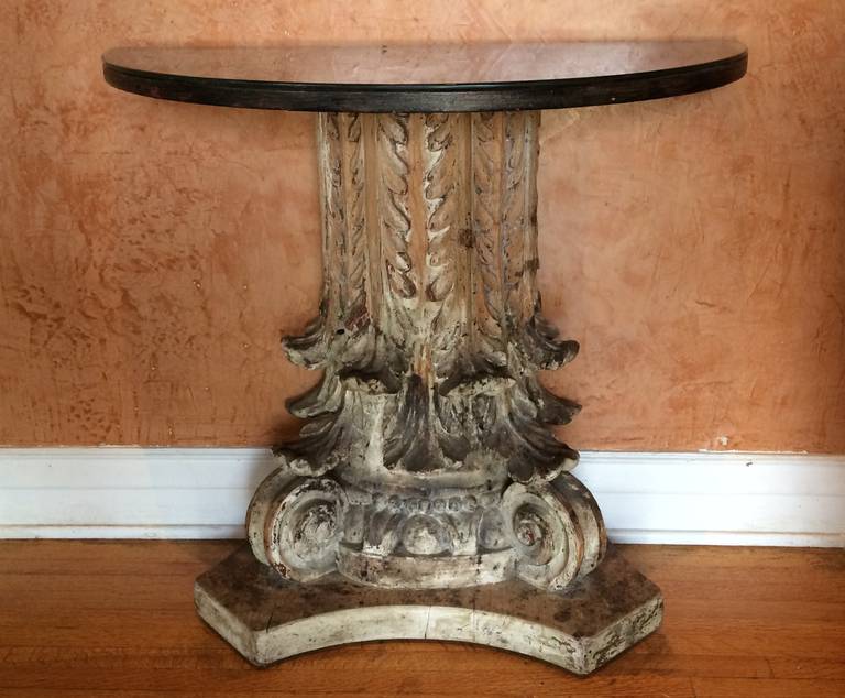 Pair of French Carved Consoles with Mirrored Tops