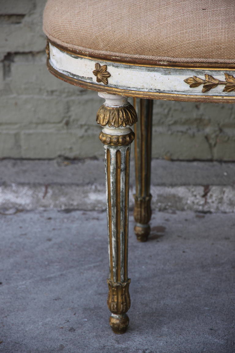 20th Century Italian Neoclassical Style Painted and Parcel-Gilt Bench