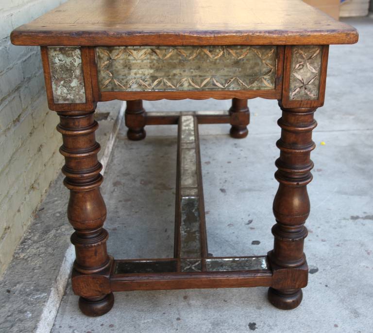 19th Century Spanish Table with Antique Mirror In Distressed Condition In Los Angeles, CA