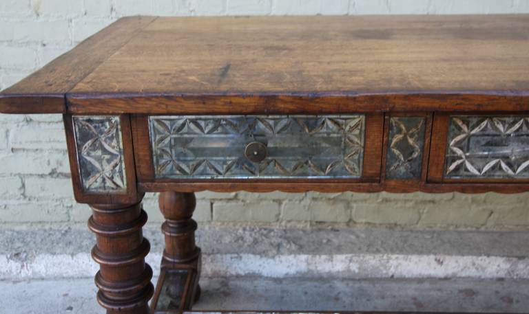 Walnut 19th Century Spanish Table with Antique Mirror