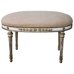 Italian Neoclassical Style Painted and Parcel-Gilt Bench