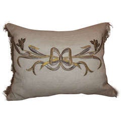 19th Century Metallic Bow Appliqued Pillow