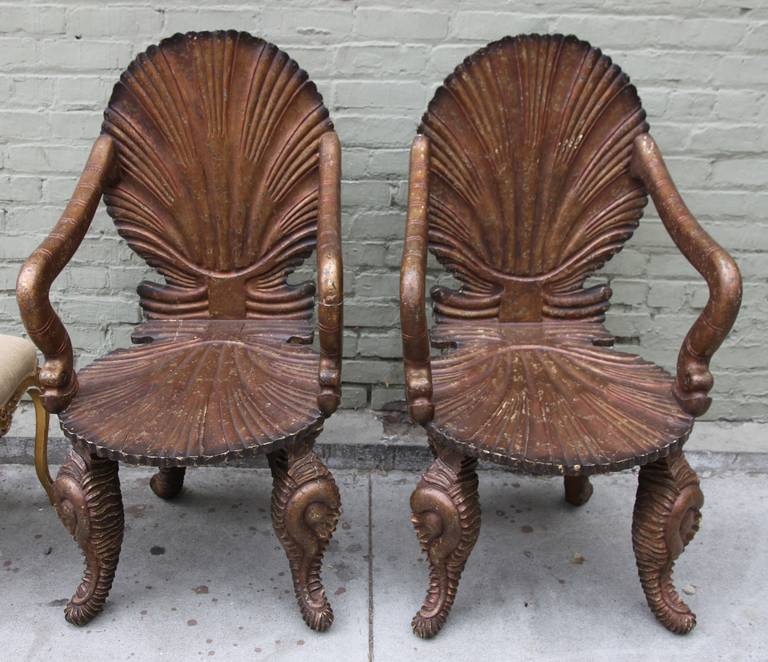 A Pair of 20th Century Venetian Grotto Chairs. Venetian Grotto furniture was originally created for the artificial grottos of Royal palace gardens. Traditionally made in carved wood and painted,  this particular set embodies the style with their