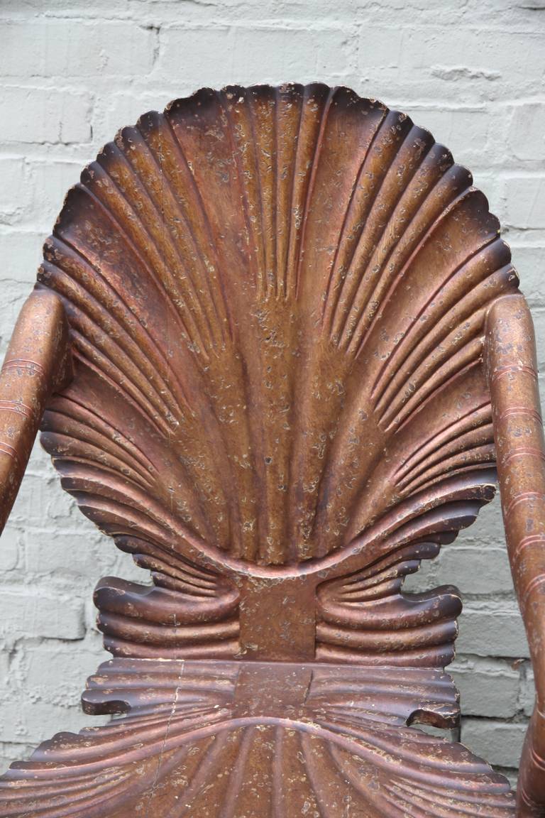 Wood Pair of Venetian Carved Grotto Armchairs