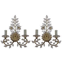 Pair of Crystal French Sconces
