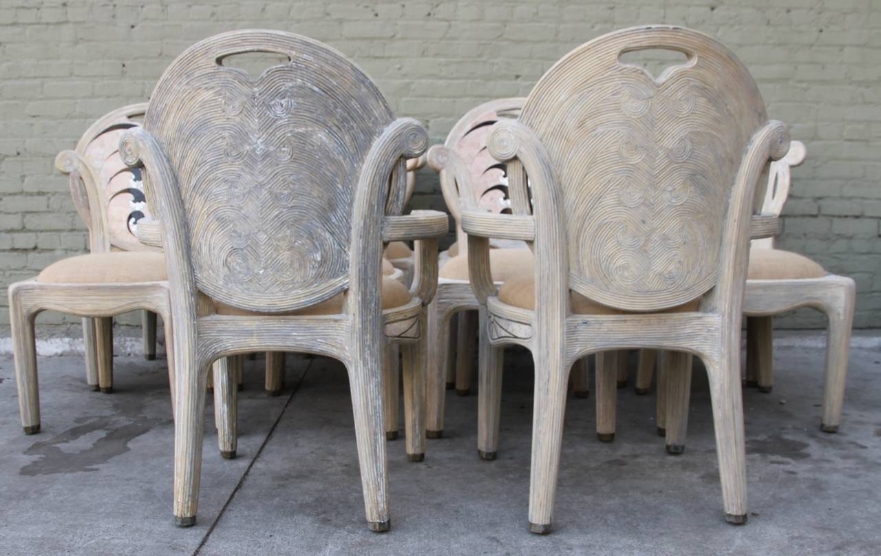 Set of Unique Travertine and Mother-of-Pearl Dining Chairs 2