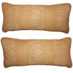 Pair of Soft Rust Colored Ikat Pillows