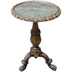 French Painted & Parcel Gilt Table with Mirrored Top