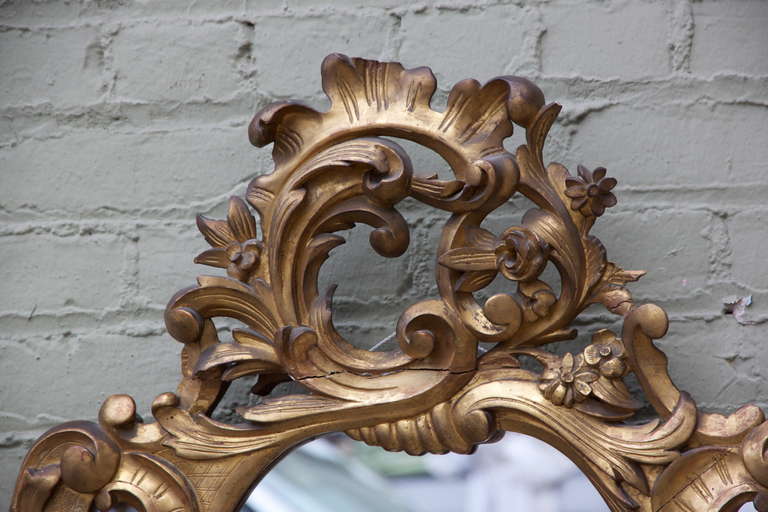 Rococò Specchio in legno dorato in stile rococò italiano in vendita