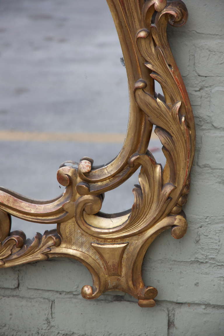 Dorato Specchio in legno dorato in stile rococò italiano in vendita