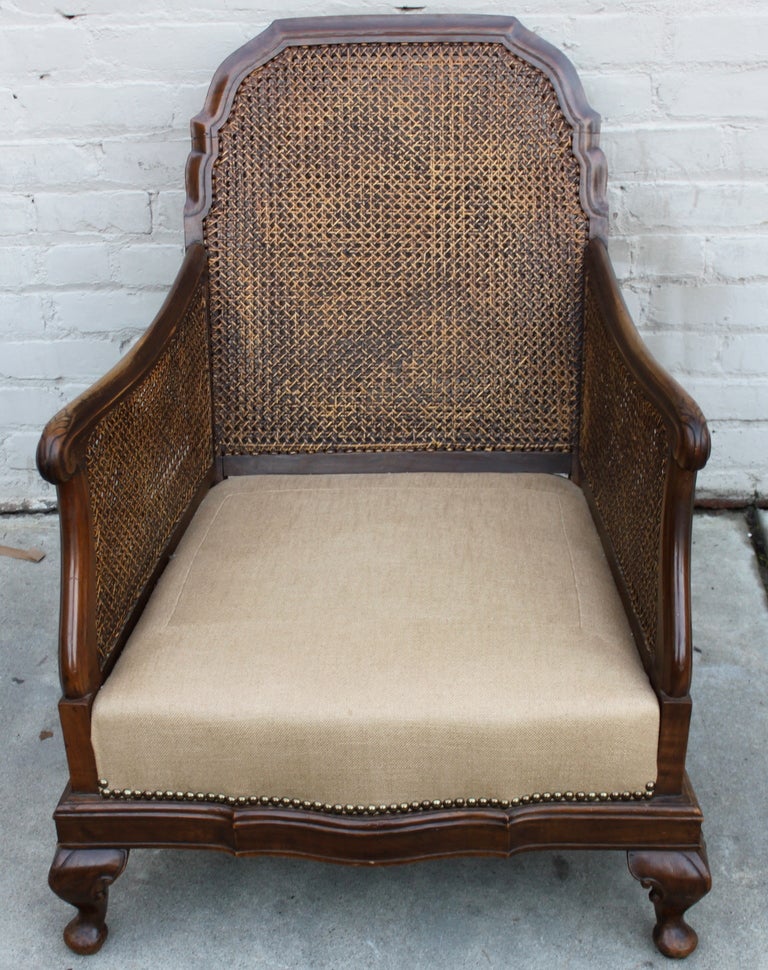Pair of Double Caned Armchairs C. 1930's In Good Condition In Los Angeles, CA