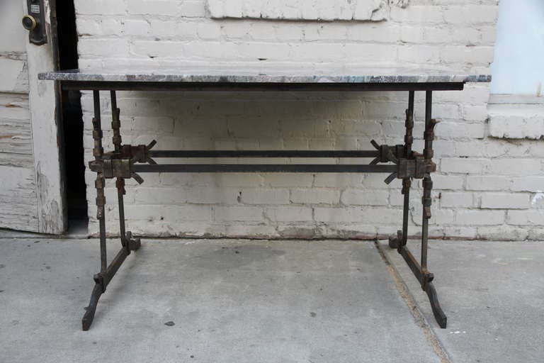 French Wrought Iron & Marble Bistro Table 1