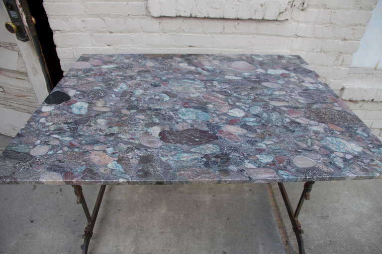 20th Century French Wrought Iron & Marble Bistro Table