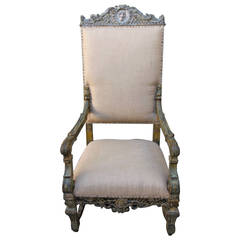 19th Century Grand Italian Painted Armchair