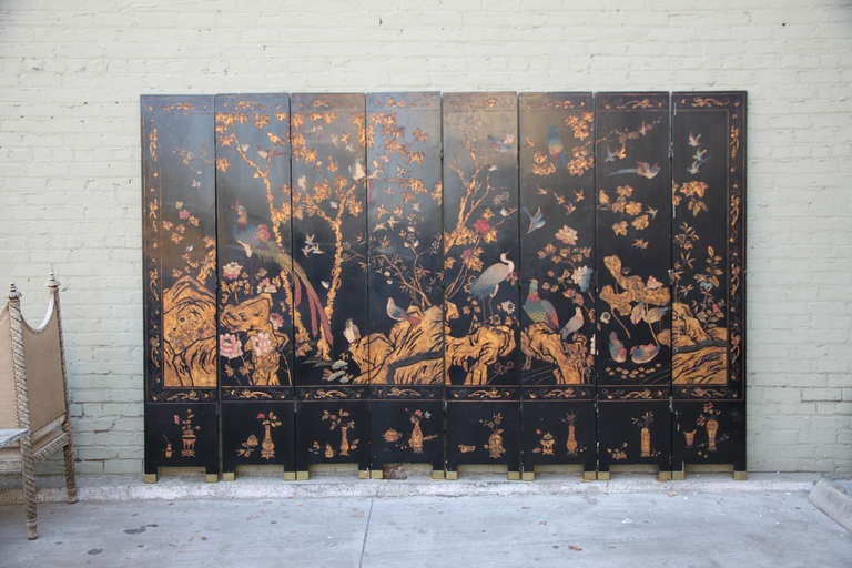 (8) Panel Chinese painted screen depicting a beautiful scene.
