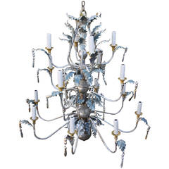 Italian Painted Wood and Metal Chandelier, circa 1940