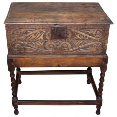 19th C. Carved Box On Stand