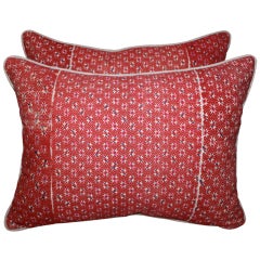 Pair of Vibrant Red Hmong Textile Pillows