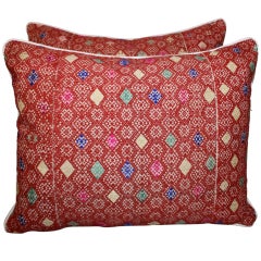 Pair of Vibrantly Colored Hmong Textile Pillows