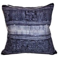 Pair of Blue & White Batik Textile PIllows
