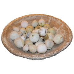 Vintage Large Collection of Alabaster Fruit in Bowl