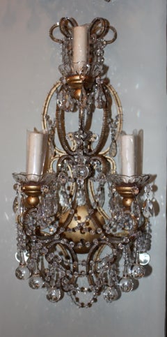 Pair of 3-light Crystal Beaded Sconces